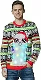 OFF THE RACK Unisex Herren Lustig LED Leuchtende Weihnactspullover Strickpullis für Weihnachten