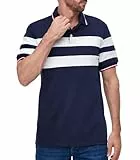 Zetieny Poloshirt Herren Kurzarm Freizeit Polohemd Gestreiftes Patchwork Polo Tops Basic Golf Sports T-Shirts