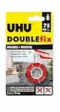 UHU Doublefix unsichtbar – doppelseitiges Klebeband, ultra-stark, transparent, Rolle 1,5 m x 19 mm