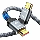 SNOWKIDS HDMI Kabel 8K@60HZ 2M, HDMI 2.1 Kabel 48Gbit/s 4K@120HZ 7680P Dolby Vision, DTS: X, HDCP 2.2 und 2.3, HDR 10, eARC, HDR, kompatibler PS5 HDTV Projektor PC Monitor PS4