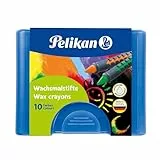 Pelikan 2056075 - Wachsmalstifte 655 10 in einer Schiebehülse, wasservermalbar (1 x Box, blaue Box)