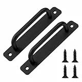 2 Stück Schiebetür Griffe Türgriff Schwarz Türgriffe mit 4 Schrauben Aluminium Schranktüren Griffe Balkontür Außen Möbelgriffe Schubladengriffe Scheunentorgriffe für Draußen Garage Drinnen (147mm)