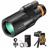 K&F Concept 12x50 HD Monokular Teleskop IP68 Wasserdicht Handy Fernrohr mit Arca-Schnittstelle mit Telefonclip und Stativ für Vogelbeobachtung, Jagen, Wandern, Konzert