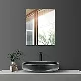 Sqinor Wandspiegel Selbstklebend 40x50cm HD Bruchsicher Glas Rahmenlos Badspiegel, Modern Rechteckig Badezimmerspiegel ohne Bohren, Deko Klebespiegel Wand Kleben Spiegel für Bad Gäste WC Badezimmer