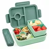 Bugucat Brotdose Kinder mit Fächern 1300ML,Lunchbox Kinder Auslaufsicher mit 5 Fächern,Bento Box Lunchbox mit Fächern für Erwachsene,Vesperdose Frühstücksbox für Mädchen & Jungen Dunkelgrün