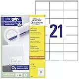 AVERY Zweckform 3481 Adressaufkleber (2.100 Klebeetiketten, 70x41mm auf A4, Papier matt, bedruckbare Absenderetiketten, selbstklebende Adressetiketten mit ultragrip) 100 Blatt, weiß