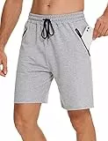 Wayleb Herren Shorts Sport Hosen Kurz Laufshorts Trainingshose Fitness Training Kurze Hose Sweathose Sporthose mit Reißverschlusstasche, Grau XL