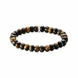 THOMAS SABO Armband Tigerauge Goldbraun und Blaugold Recyceltes 925 Silber, geschw. 21,00 cm A2196-826-2-L19