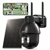ANRAN 5MP Solar Überwachungskamera Aussen WiFi,3K 360° PTZ Kamera Überwachung Aussen,Farbnachtsicht, Zwei-Wege-Audio,PIR Bewegungserkennung,Intelligenter Alarm,IP66 Wasserdicht,Alexa Kompatibe