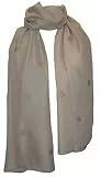 thb Richter XXL Damen Herren Schal Sterne mit Glitzer Glitzerstern Weich Soft Schals Tücher Halstuch Stern Star Baumwolle Stars Tuch Lang (Beige)