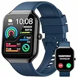 Smartwatch Herren Damen mit Telefonfunktion, 1.96' Sportuhr mit Herzfrequenz SpO2 Schlafmonitor Uhren Herren IP68 Wasserdicht Smart Watch mit 113+Sportmodi, Fitness Tracker für Android iOS, Blau