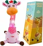 Sprechender Giraffe Spielzeug, Tanzender Giraffe Kuscheltier mit Lautstärkeregler Funktion, Singender Giraffe für Baby Ermutigen Sprachspielzeug, Geburtstagsgeschenke für Kinder Jungen und Mädchen