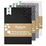 Bedsure Spannbettlaken 180x200cm Baumwolle Jersey - Spannbetttuch Bettlaken bis 40cm, auch für Boxspringbett, Wasserbett & Extra hohe Matratzen, Schwarz