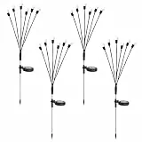 4 Stück Solar-Gartenlichter, Outdoor-Lichterkette mit wasserdichtem Design, Glühwürmchen-Lichter, solarbetriebene Rasen- und Gartenlichter, 8 Blitzmodi, 6 LEDs, für Terrasse, Garten, Balkondekoration