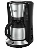 Russell Hobbs Kaffeemaschine [Brausekopf für optimale Extraktion&Aroma] Adventure (max 8 Tassen, 1,0l Thermokanne, Abschaltautomatik, Tropf-Stopp, 1100W) Filterkaffeemaschine 24020-56, Schwarz