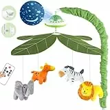 Baby Mobile Babybett, Mobile Baby mit Musik und Projektion, Mobile Wickeltisch Baby Mobiles für Bett, Spieluhr Baby Mädchen Junge, Baby Spielzeug 0 3 6 9 12 Monate Grün
