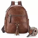 Chase Chic Klein Rucksack Damen,Leder Anti-Diebstahl Mode Rucksackhandtaschen,Mehrzweck Cabrio Schultertasche Handtasche Rucksacktasche,Braun