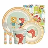 Sigikid Melamin Kinder-Geschirrset Fuchs/Bär Taufgeschenk Kindgerecht Spülmaschinenfest (Fuchs/Bär 4-teilig)