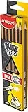 Maped 851721FC - ergonomischer Drei-Kant-Bleistift BLACK'PEPS aus FSC 100%-zertifiziertem Holz mit Radiergummikopf - HB mittel