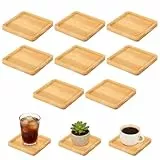 Gyism 8 Stück Mni Bambus Untersetzer, 9cm Kleines Tablett, Bambus Tablett, Mosaik Untersetzer, für Trinkbecher Mosaiksteine Tee Kaffee Kuchen Pflanze