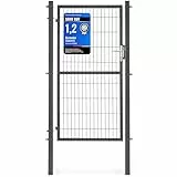 SONGMICS Gartentor, Gartentür, verzinkter Stahl, Zauntor, Hoftor, abschließbar, rechteckiges Rohr, Tür 106 x 180 cm (B x H), grau GGD218GZ01