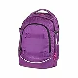 Walker Schulrucksack Fame 2.0 'Uni Plum' mit 2 Fächern, Vorderfach mit Organizer, Seitentaschen, Schultasche inkl. RückenPolsterung, verstellbarem Schulter und Brustgurt