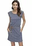 DOTIN Damen Sommerkleid Kurzarm Strandkleid Freizeitkleid Waves Tshirt Minikleid Jersey Kleid, Blau, S
