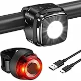 Apkezel LED Fahrradlicht Set, StVZO Zugelassen Fahrradlicht Vorne+Rücklicht Fahrrad Fahrradbeleuchtung Set, 600mAh Fahrradlicht USB Aufladbar, IPX5 Wasserdicht Fahrrad Lichter LED Set