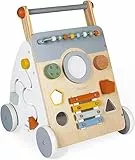 Janod - Sweet Cocoon Multi-Activity Laufwagen - Lauflernwagen aus Holz - 9 Aktivitäten - Leise Räder, Wasserbasierte Farben - Kinderspielzeug ab 1 Jahr, J04410