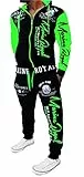 Unbekannt Herren Fitness Jogginganzug Sportanzug Trainingsanzug A.2254 ARMS L Schwarz-Grün