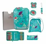DerDieDas Schulranzen ErgoFlex Tiny Set 6-teilig Butterfly Garden türkis