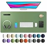 Aothia schreibtischunterlage,Mauspad, Büro-Schreibtischmatte, rutschfester PU-Leder-schreibtischmatte,wasserdichter schreibunterlage für Büro und Zuhause (91cmx43cm,Olivgrün)