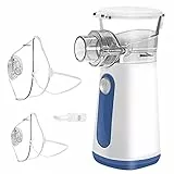 Inhalationsgerät Tragbar,Inhalator Vernebler Geräuscharmes Mesh Nebulizer Inhaliergerät Set mit Mundstück und Maske für Kinder Baby und Erwachsene bei Erkältungen Atemwegserkrankungen