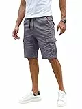 Elegancity Kurze Hosen Herren Cargo Shorts Sommer Freizeithose Kurze Elastische Taille Chino Shorts Mit 6 Taschen 1hell Grau L