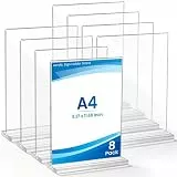 Aneco 8 Stück T-Ständer Aufsteller A4 Doppelseitiger Vertikaler Menükartenhalter,Acrylic Table Sign Holders,Tischaufsteller,Plexiglas Aufsteller A4 Für Restaurants,Cafés,Büros,Fotos
