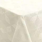 Homaxy Tischdecke Abwaschbar Rechteckig 130x160cm Mehrblättrige Jacquard Tischdecke Ornamente Schmutzabweisend Pflegeleicht, Beige