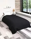 nottoc Tagesdecke Schwraz160x220cm Einzelbettdecke - Premium Waffelpique 100% Baumwolle - Leichte Sommerdecke in Waffeloptik - Baumwolldecke als Bettüberwurf, Sofaüberwurf, Couch überwurf - Sofadecke
