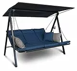 Angerer Freizeitmöbel GmbH Hollywoodschaukel Lounge Smart - Gartenschaukel Made in Germany - Schaukel zum Sitzen, Liegen und Entspannen - inklusive Bett-Funktion - einfache Montage (Blau)