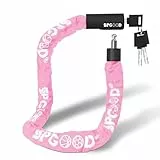 SPGOOD Fahrradschloss mit 3 Schlüssel,Anti-Diebstahl Fahrrad Kettenschloss 90CM,Hohe Sicherheit Fahradschloß mit Wasserdichter Abdeckung für Fahrrad/E-Bike/Motorrad/Lastenrad/Kinderwagen(Hell-pink)
