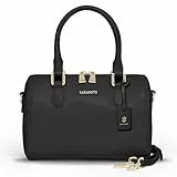 Lazarotti Bologna Damen Handtasche aus Echt-Leder | Henkeltasche mit abnehm- & längenverstellbaren Trageriemen | Bowling-Bag 26 cm
