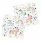 Folat 68349 Servietten Unicorns & Rainbows 33x33cm-20 Stück, Mehrfarbig, Mittel