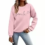 Generisch Pullover Damen Sweatshirt Briefe Drucken Langarm Rundhals Pulli Herbst Winter Frauen Buchstaben Druck Locker Casual Oberteil Sport Streetwear Tops