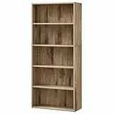 VASAGLE Bücherregal 5 Ebenen, Standregal, Aufbewahrungsregal, verstellbare Einlegeböden, für Wohnzimmer, Homeoffice, Schlafzimmer, Kamelbraun LBC165T50