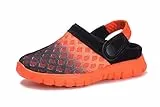 KVbabby Clogs Kinder Hausschuhe Jungen Mädchen Gartenschuhe Pantoletten Strand Sandalen Atmungsaktiv rutschfest,Schwarz-Orange,33 EU