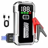 Starthilfe Powerbank Auto Starthilfe (bis zu 8 l Benzin oder 6 l Diesel) Starthilfe 12 V mit LED Licht LCD Bildschirm Intelligente Klemme Mehrfachschutz für 12 V Auto, Motorrad, LKW, SUV