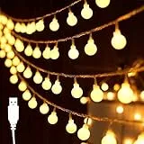 Koboko USB Lichterkette Kugel, 6M 40 LED Lichterkette Innen Außen, Warmweiß Lichterketten Kugeln, Kugel Lichterketten USB-Betrieb, Dekorative Lichter für Kinderzimmer, Garten, Hochzeit, Weihnachts