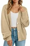 GRECERELLE Strickjacke Damen Langarm Dicke Oversize Strickjacken Elegant Cardigan Casual Open Front Sweater V-Ausschnitt Strickmantel Pullover mit Knöpfen, Herbst,Winter (Aprikosenfarben, XL)