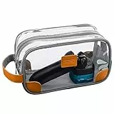 Lermende Kulturtasche, durchsichtig, für Herren, Reise-Kulturbeutel mit Handschlaufe, Unisex, Badezimmer, Toilettenartikel, Organizer, Hellgrau