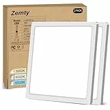 zemty 2Pack Deckenlampe LED Deckenleuchte Flach, 3Farben - 3000K/4000K/6500K, IP44 Wasserfest Quadrat Badlampe Decke, 2100LM Modern LED Decklit für Flur küche Badezimmer Schlafzimmer Büro, Ø22CM