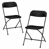 LEADZM 6er-Set Klappstühle aus Kunststoff, Tragbare Bürostuhl,Metallgestell aus Stahl, 158 KG, Geeignet für Partys, Hochzeiten, Picknicks,Campingstühle,Drinnen und Draußen… (2pcs-Schwarz)